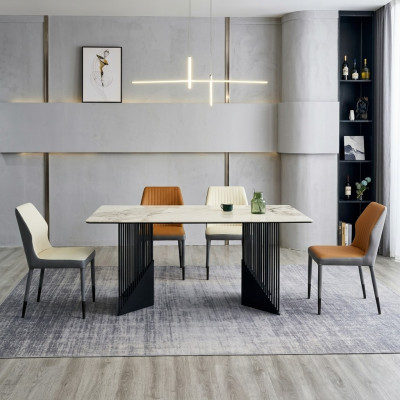Moderne Esszimmer Möbel Designer Essgruppe 4x Polsterstühle Esstisch