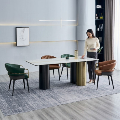 Esszimmergruppe Designer Garnitur Esstisch 4x Kunstleder Stühle 5tlg