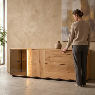 Holz TV-Ständer Wohnzimmer Sideboard RTV-Lowboard TV-Schrank Möbel Neu