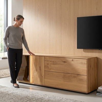 Brauner TV-Schrank Wohnzimmer TV-Ständer Designer LED-Sideboard Lowboard