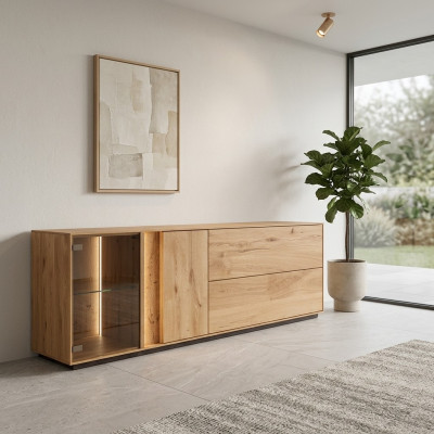 Brauner TV-Schrank Wohnzimmer TV-Ständer Designer LED-Sideboard Lowboard