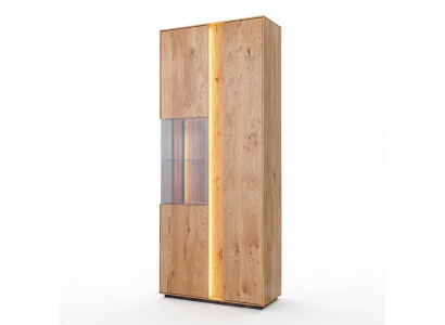 Wohnzimmer Braune Holzvitrine LED-Vitrine Holz Schrank Glasschrank Neu