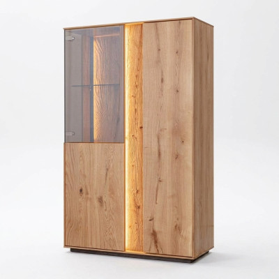 Braune LED-Vitrine Luxuriöse Anrichte Holz Möbel Designer Glasschränke