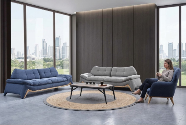 Moderne Wohnzimmer Couchgarnitur 3+3 Sitzer Polster Sessel Sofagarnitur