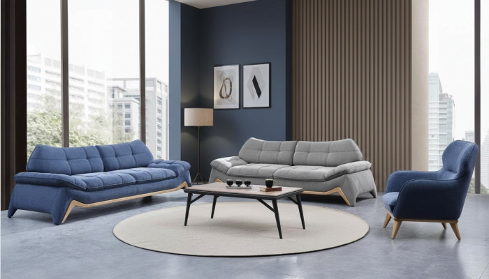 Moderne Wohnzimmer Couchgarnitur 3+3 Sitzer Polster Sessel Sofagarnitur