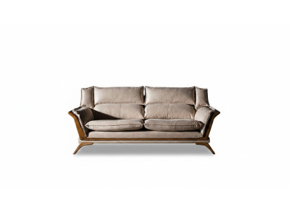 Beiger 3-Sitzer Luxus Sofas Polstermöbel Leder Wohnzimmer Design Möbel
