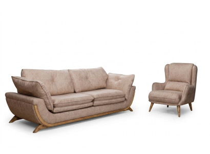 Beige Sitzgarnitur Luxus Sofas Designer Sofagarnitur 3+1 Sitzer Möbel