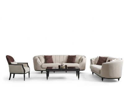 Weißes Wohnzimmer Set Sofagarnitur 3+3+1 Couchtisch Beistelltisch 5tlg