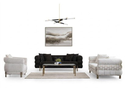 Couchgarnitur 3+3+1 Sitzer Luxus Sessel Wohnzimmer Garnitur Sofas 3tlg