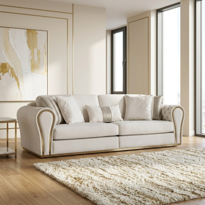 Weißer Dreisitzer Designer Polstersofa Luxus 3-Sitzer Textil Sitzmöbel