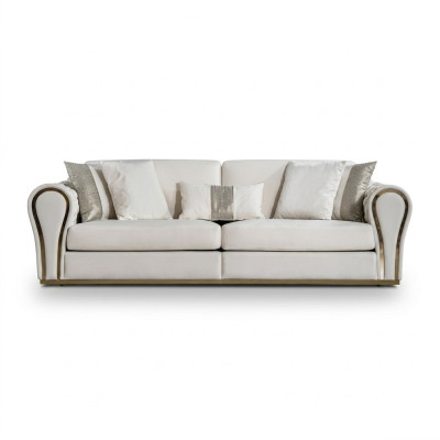 Weißer Dreisitzer Designer Polstersofa Luxus 3-Sitzer Textil Sitzmöbel