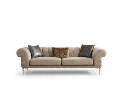 Beiger Dreisitzer Luxus Polstercouch Wohnzimmer Sitzmöbel 3-Sitzer Neu