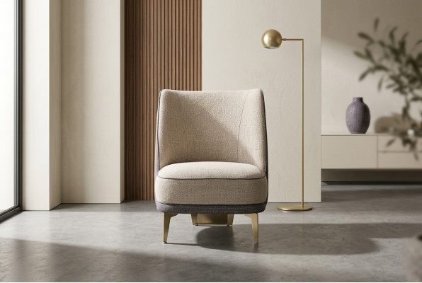 Grau-Beiger Sessel Designer Einsitzer Armsessel Wohnzimmer 1-Sitzer Neu