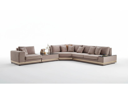 Beige L-Form Wohnlandschaft Designer Polstersofa Stilvolle Couchen Neu