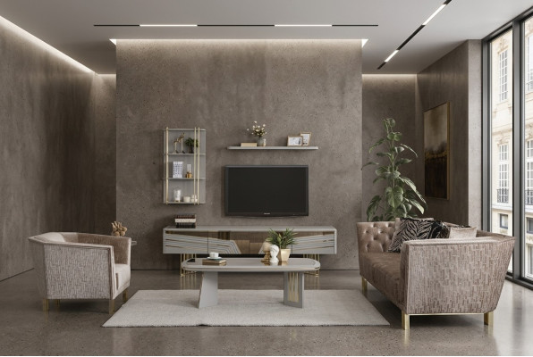 Graue Wohnzimmer Holzmöbel Designer TV-Schrank Wandschränke Wohnmöbel