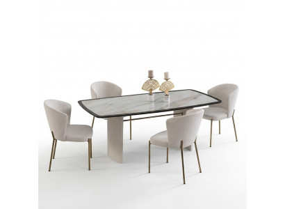 Weißes Esszimmer Set Designer Esstisch 4x Stühle Holz Möbel Luxus 5tlg