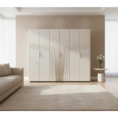 Moderner Weißer Kleiderschrank Holzschrank Schlafzimmer Luxus Möbel Neu