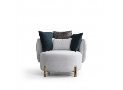 Weißer Textil Sessel Luxus Einsitzer Designer Wohnzimmer Polster Sessel