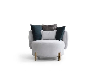 Weißer Textil Sessel Luxus Einsitzer Designer Wohnzimmer Polster Sessel