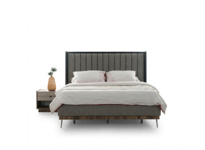 Graues Schlafzimmer Set Luxus Bett 2x Nachttische Stilvolle Garnitur