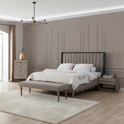 Graues Schlafzimmer Bett Designer Holzgestell Edle Textilbetten Betten