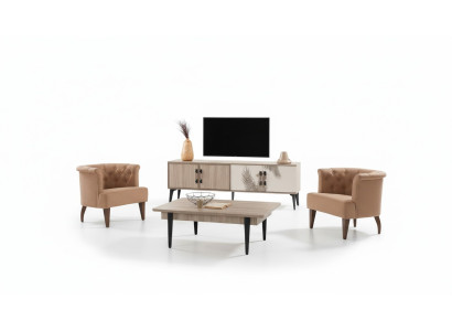 Moderne Wohnzimmer Garnitur TV-Schrank Luxuriöser Couchtisch Holz Möbel