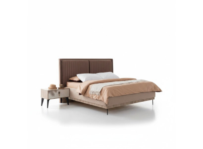 Braunes Doppelbett Designer Schlafzimmer Möbel Polster Luxus Betten