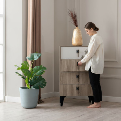Schlafzimmer Möbel Hellbraune Hochkommode Designer 4x-türige Kommode