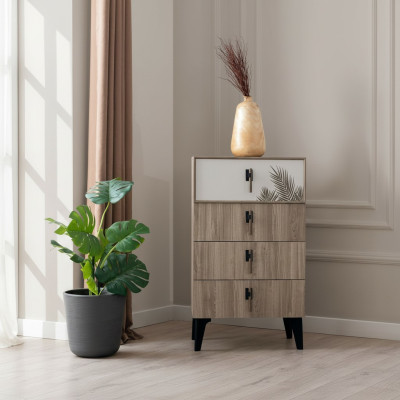 Schlafzimmer Möbel Hellbraune Hochkommode Designer 4x-türige Kommode