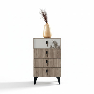 Schlafzimmer Möbel Hellbraune Hochkommode Designer 4x-türige Kommode