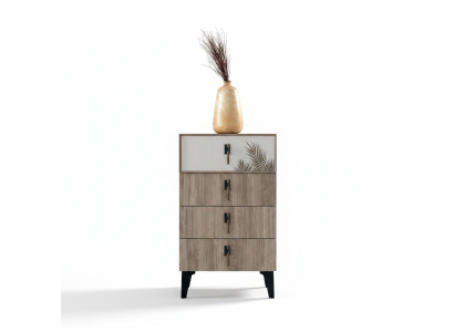 Schlafzimmer Möbel Hellbraune Hochkommode Designer 4x-türige Kommode
