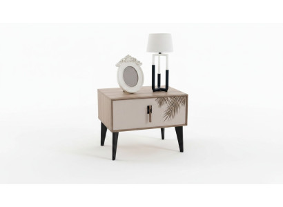 Beiger Nachttisch Designer Schlafzimmer Möbel Luxus Holz Nachttische