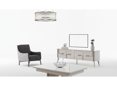 Beiger TV-Schrank Designer Couchtisch Luxus Wohnzimmer Möbel Holz 2tlg