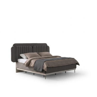 Graues Doppelbett Moderne Schlafzimmer Möbel Luxus Betten Holzgestell