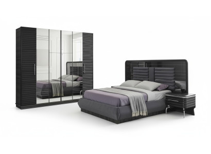 Polsterbett Holz Nachttische Kleiderschrank Designer Schlafzimmer Set