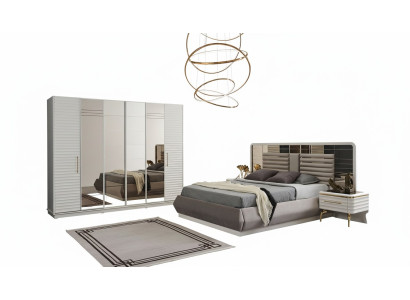 Modernes Doppelbett 2x Nachttische Kleiderschrank Schlafzimmer Set 4tlg