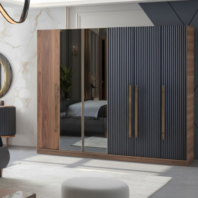 Brauner Kleiderschrank Designer Luxus Möbel Holzschrank Einrichtung Schrank