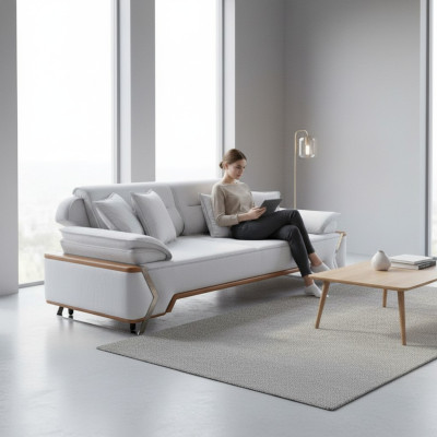 Designer Weißes Sofa Luxus Wohnzimmer Couch Polster 3-Sitzer Neuer 3-er