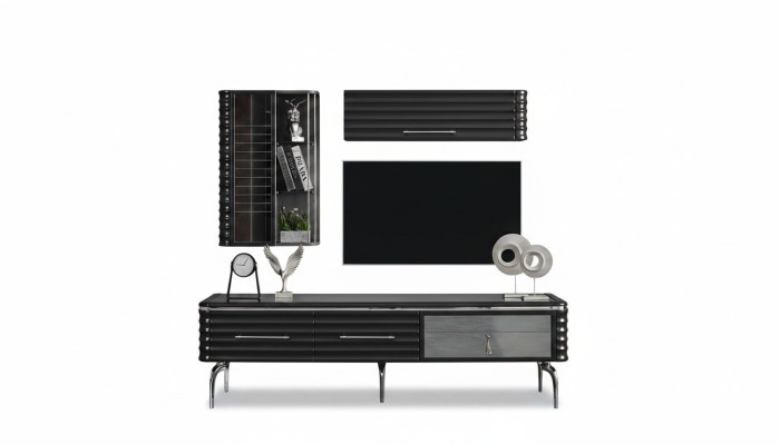 Modernes Wohnzimmer Set Designer TV-Schrank Luxus 2x Wandschränke 3tlg