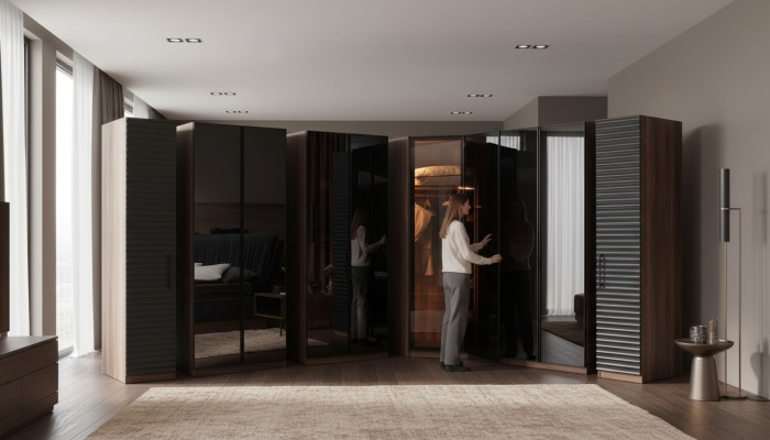 Schlafzimmer Möbel Moderner Eckschrank Luxuriöser Holz Kleiderschrank