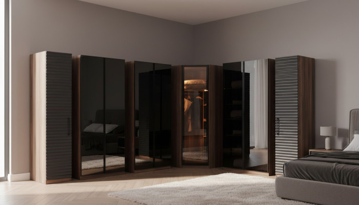 Schlafzimmer Möbel Moderner Eckschrank Luxuriöser Holz Kleiderschrank