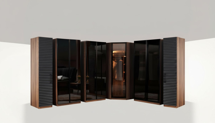Schlafzimmer Möbel Moderner Eckschrank Luxuriöser Holz Kleiderschrank
