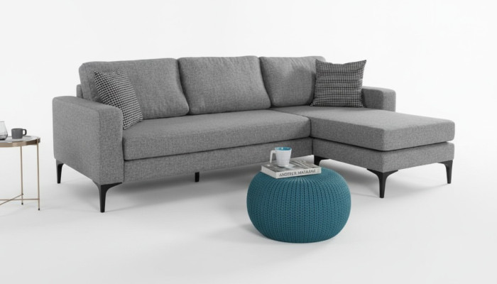 Wohnzimmer Set L-Form Grauer Sofa Polstermöbel Designe Couch Ecksofa