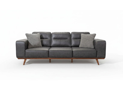 Moderner Grauer 3-Sitzer Polstermöbel Luxus Ledersofas Wohnzimmer Möbel