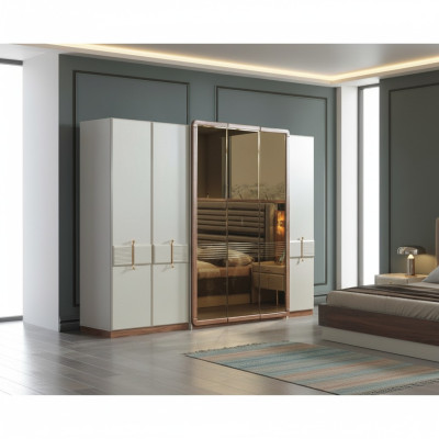 Weißer Kleiderschrank Designer Holz Schrank Schlafzimmer Glasschrank