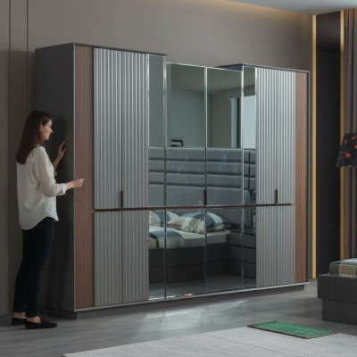 Moderner Glasschrank Luxus Kleiderschränke Schlafzimmer Holz Möbel Neu