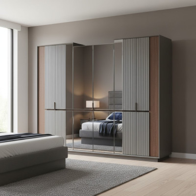 Moderner Glasschrank Luxus Kleiderschränke Schlafzimmer Holz Möbel Neu