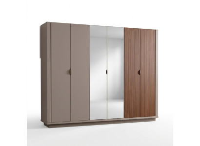 Beiger Kleiderschrank Schlafzimmer Schränke Glastüren 6-türiger Schrank