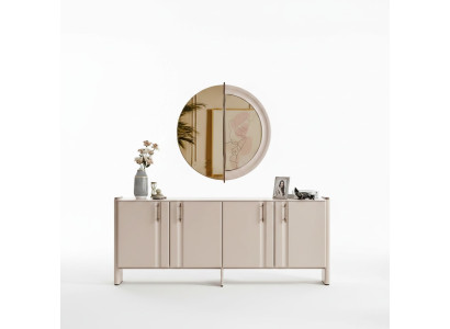 Esszimmer Luxuriöses Sideboard Stilvoller Glas Spiegel 2tlg Garnitur