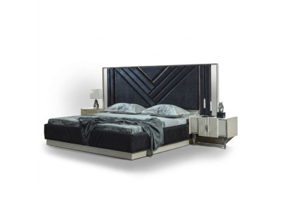 Blaues Bett Designer Bettgestell Schlafzimmer Möbel Luxus Nachttische